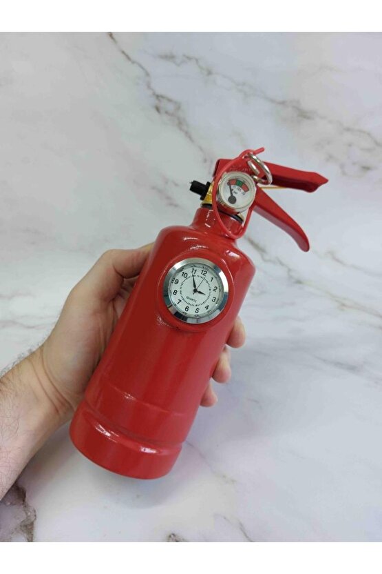 Yangın Tüpü Görünümlü Dekoratif Masa Saati Küçük Saatli