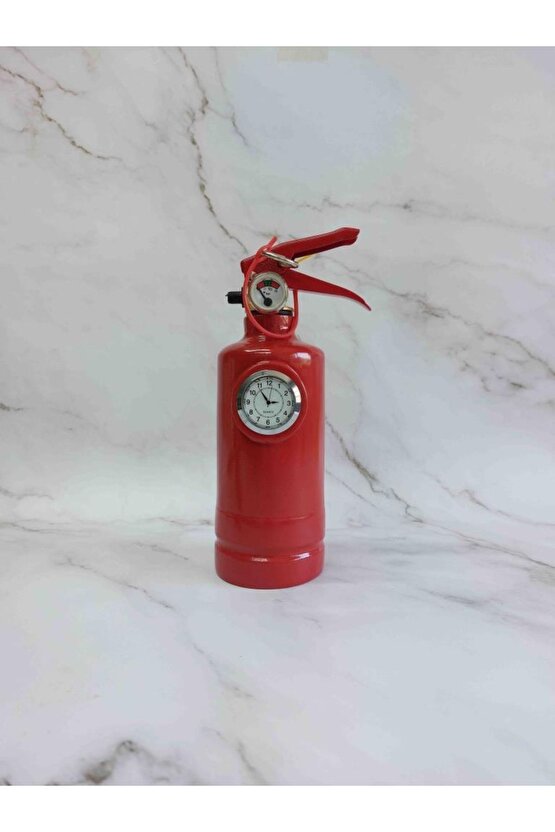 Yangın Tüpü Görünümlü Dekoratif Masa Saati Küçük Saatli