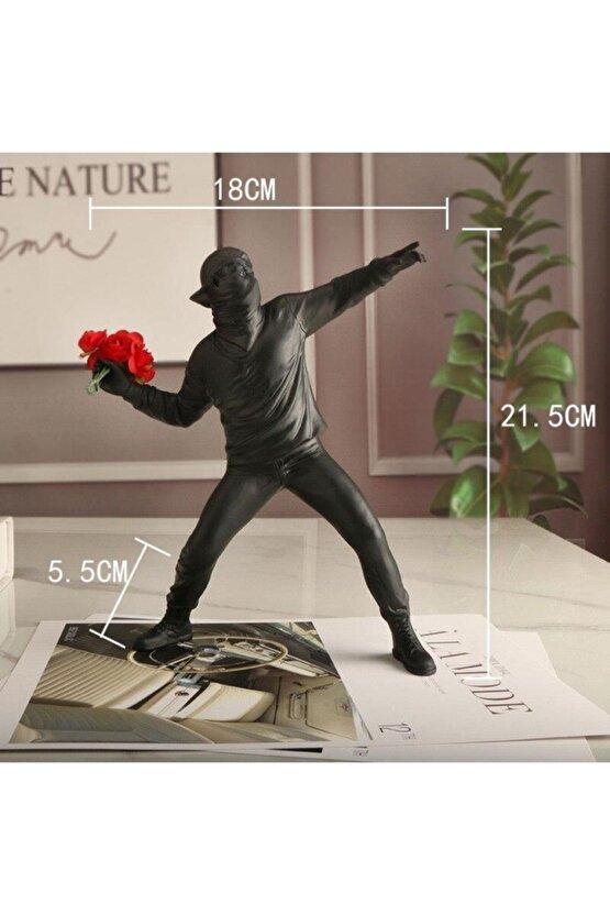 Banksy Çiçek Atan Adam Modern Biblo Ev Ofis Dekor Hediye