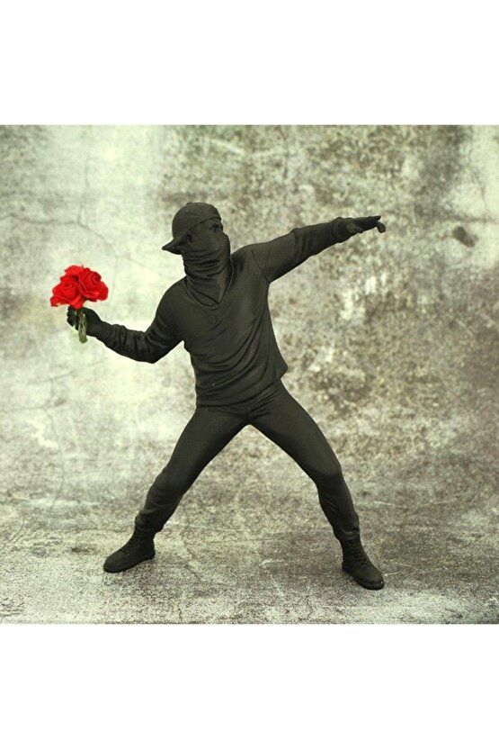Banksy Çiçek Atan Adam Modern Biblo Ev Ofis Dekor Hediye