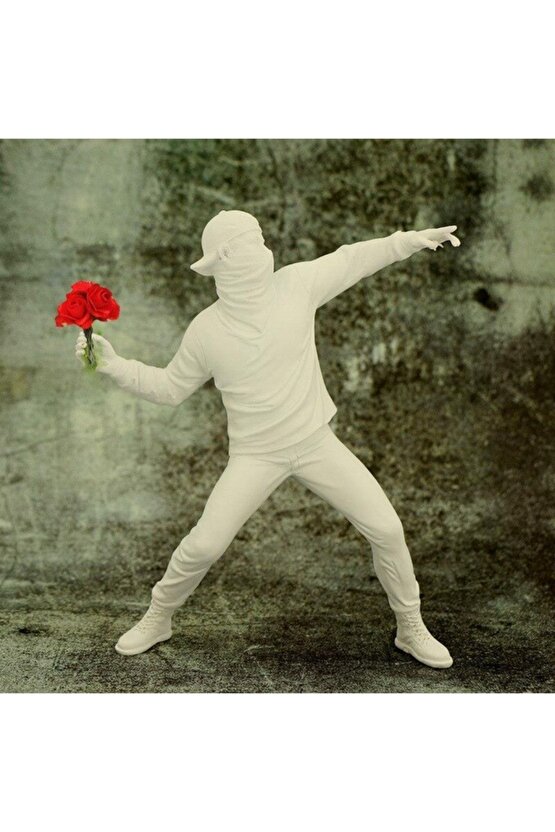 Banksy Çiçek Atan Adam Modern Biblo Ev Ofis Dekor