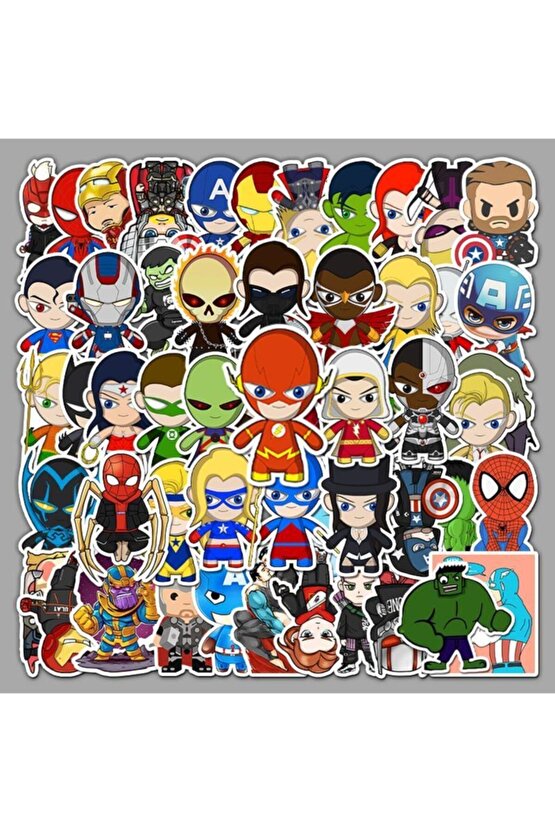 50 Adet Tekrarsız Anime Kahraman Kalite Pvc Sticker 03