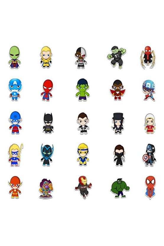50 Adet Tekrarsız Anime Kahraman Kalite Pvc Sticker 03