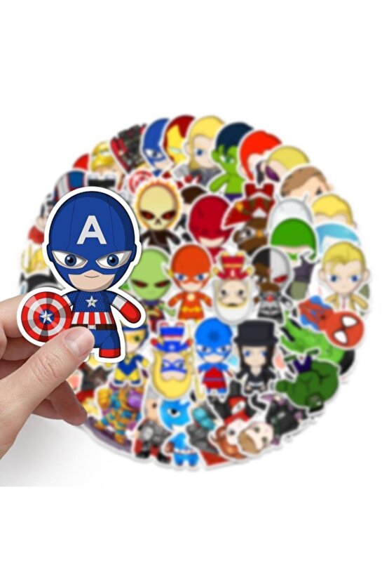 50 Adet Tekrarsız Anime Kahraman Kalite Pvc Sticker 03