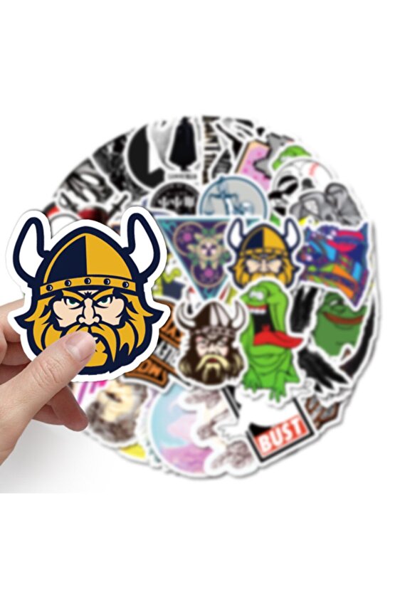 50 Adet Tekrarsız Karışık Stil Modern Pvc Sticker 016