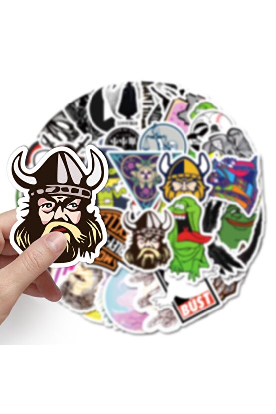 50 Adet Tekrarsız Karışık Stil Modern Pvc Sticker 016