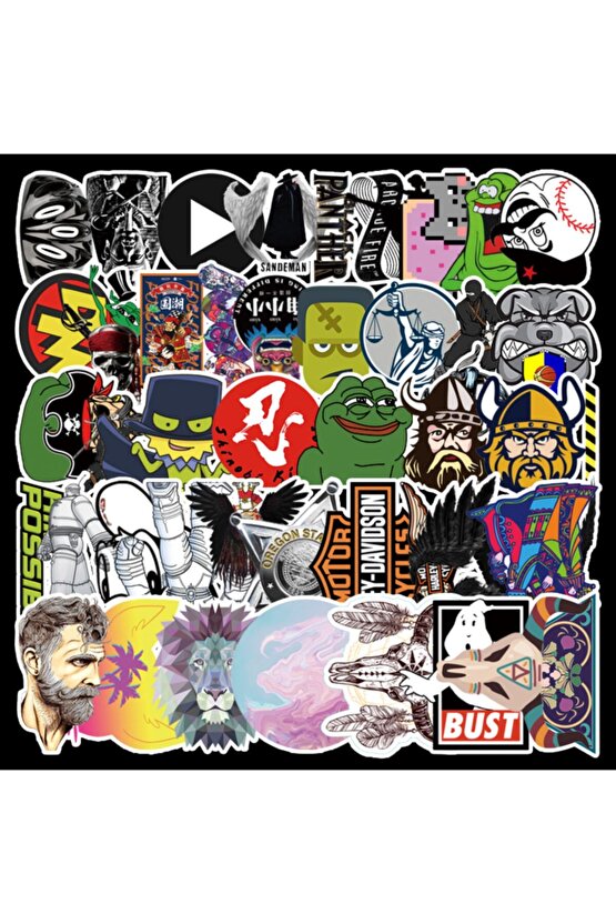 50 Adet Tekrarsız Karışık Stil Modern Pvc Sticker 016