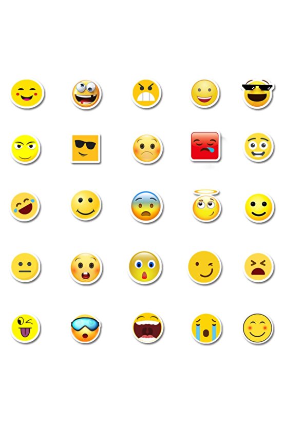 50 Adet Tekrarsız Emojiler Kalite Pvc Sticker Süs 07