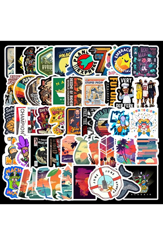 50 Adet Tekrarsız Seyahat Macera Kalite Pvc Sticker 06