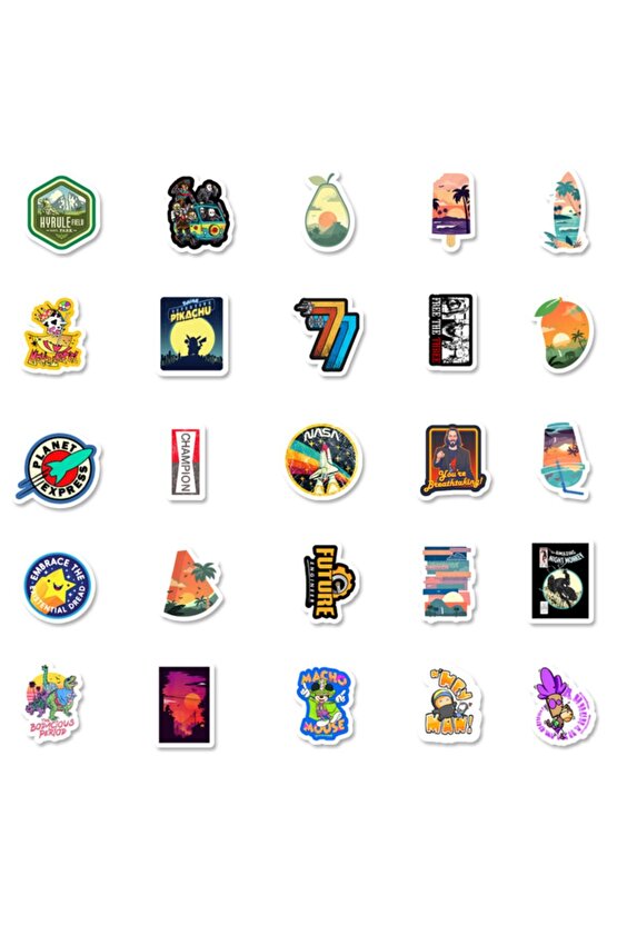 50 Adet Tekrarsız Seyahat Macera Kalite Pvc Sticker 06