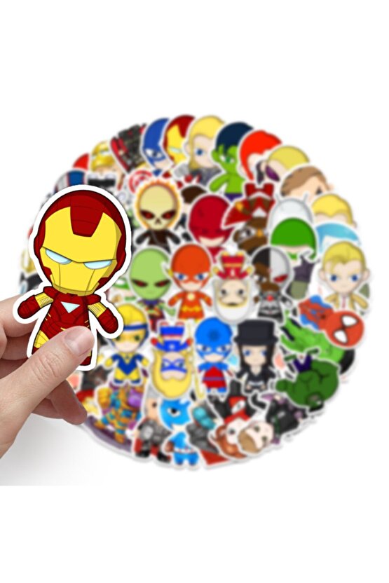 50 Adet Tekrarsız Anime Kahraman Kalite Pvc Sticker 03
