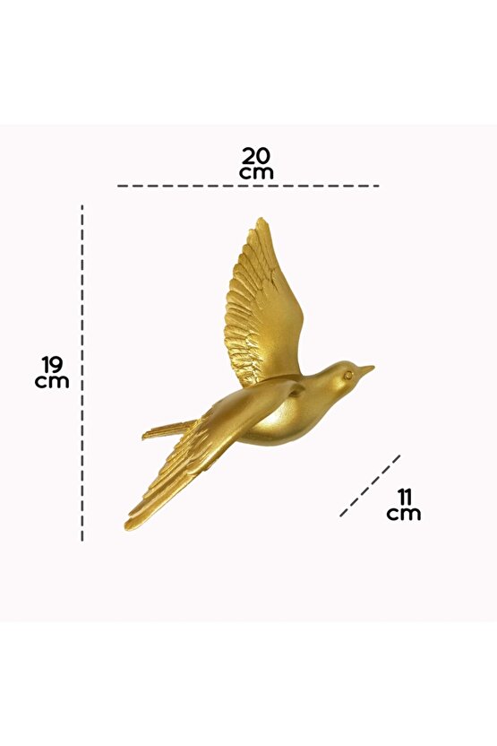 Dekoratif Üç Boyutlu Uçan Kuş Duvar Dekoru Model C Biblo