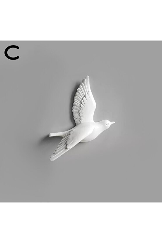 Dekoratif Üç Boyutlu Uçan Kuş Duvar Dekoru Model C Biblo