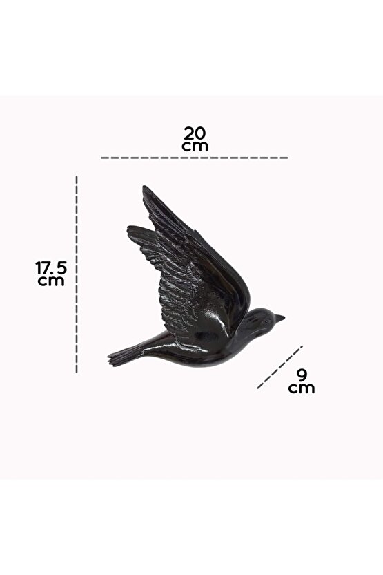 Dekoratif Üç Boyutlu Uçan Kuş Duvar Dekoru Model B Biblo