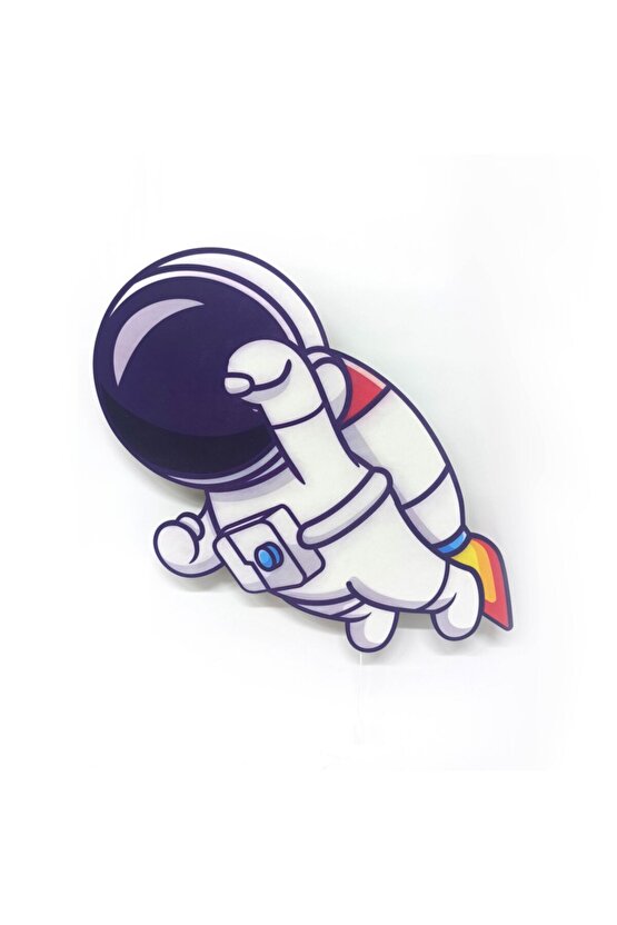 Kahraman Astronot Ahşap Işıklı Çocuk Odası Duvar Tablosu
