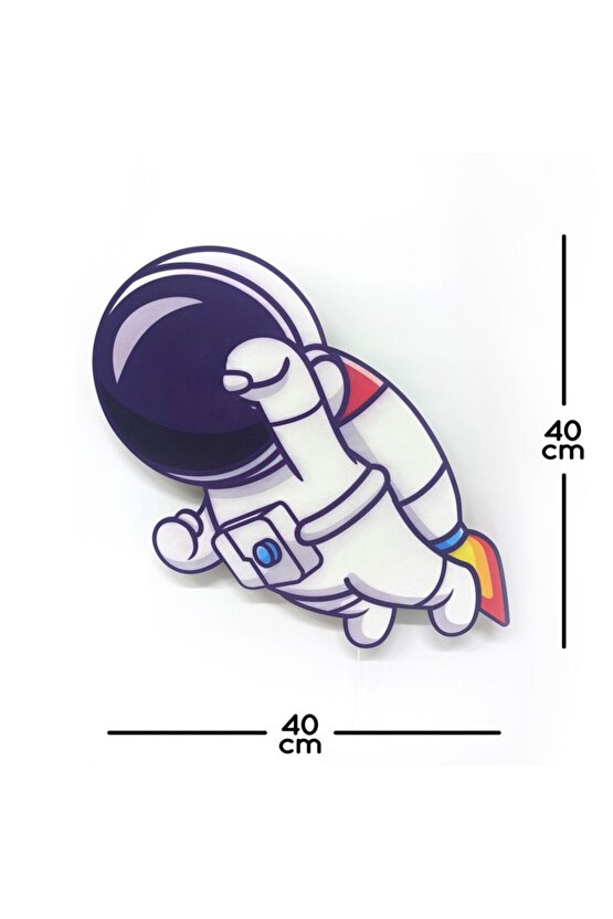 Kahraman Astronot Ahşap Işıklı Çocuk Odası Duvar Tablosu
