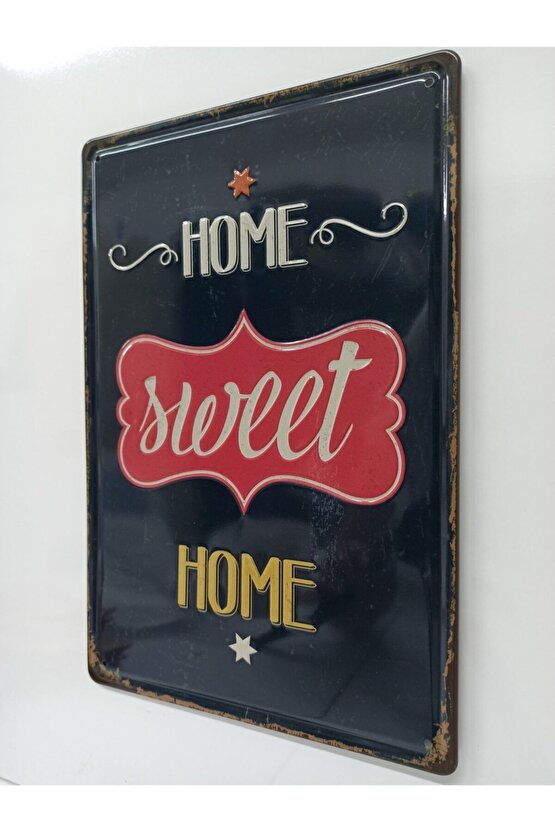 Home Sweet Home Retro Metal Plaka 20x30 Cm Metal Tablo