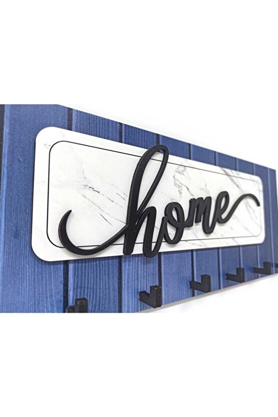 Dekoratif Kabartma Home Yazılı Ahşap Modern Anahtarlık