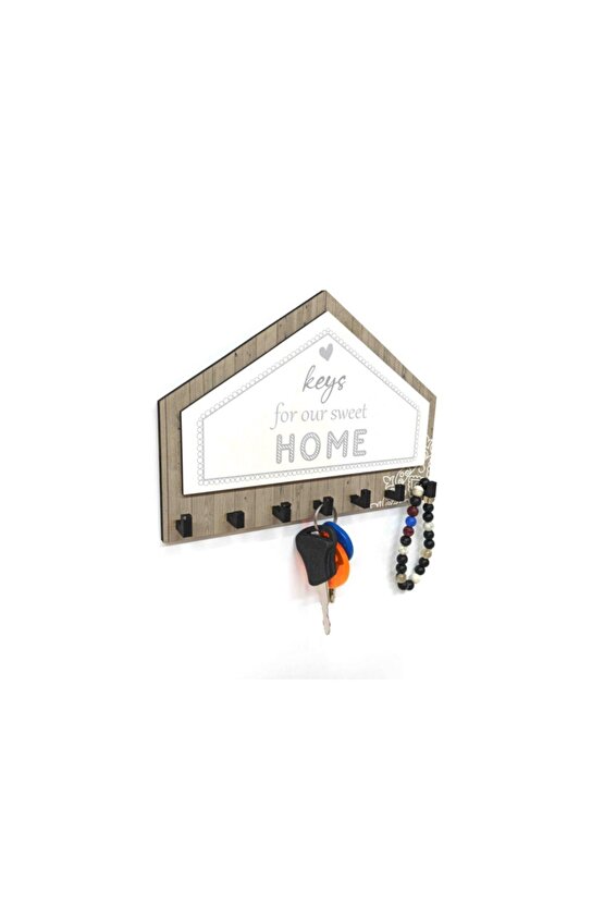 Gri Kahverengi Üçgen Keys For Home Askı Anahtarlık Dekor