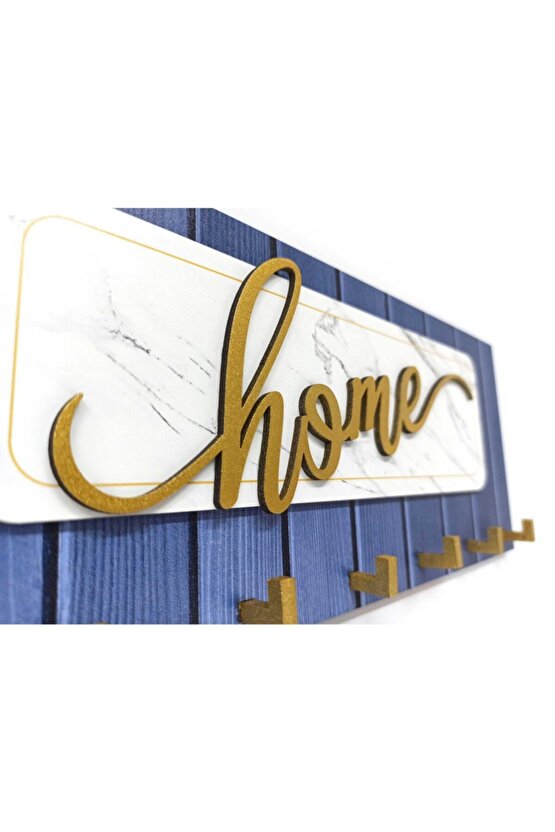 Dekoratif Kabartma Home Yazılı Ahşap Modern Anahtarlık