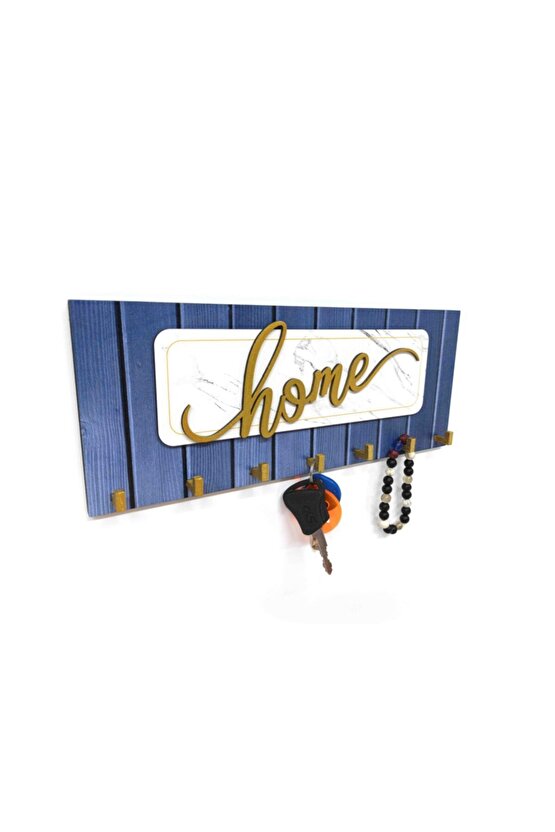 Dekoratif Kabartma Home Yazılı Ahşap Modern Anahtarlık