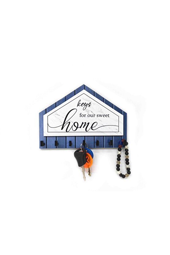 Dekoratif Üçgen Ahşap Desenli Keys For Home Anahtarlık