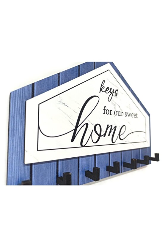 Dekoratif Üçgen Ahşap Desenli Keys For Home Anahtarlık
