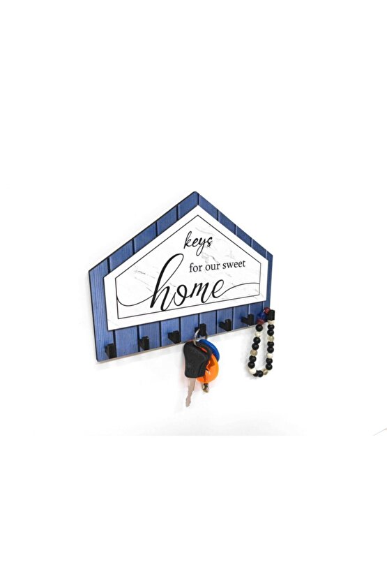 Dekoratif Üçgen Ahşap Desenli Keys For Home Anahtarlık