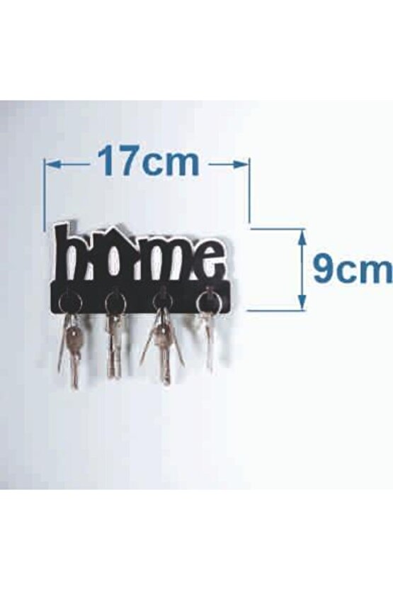 Dekoratif Home Yazılı Ahşap Anahtarlık Hol Anahtar Askı