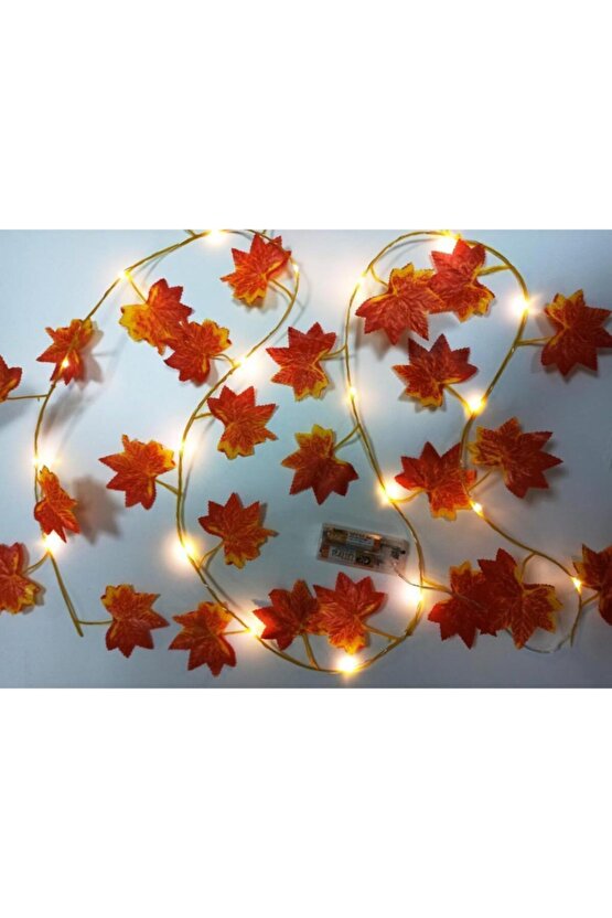 Dekoratif 2 Metre Sonbahar Kuru Yaprak Sarmaşık Led Işık