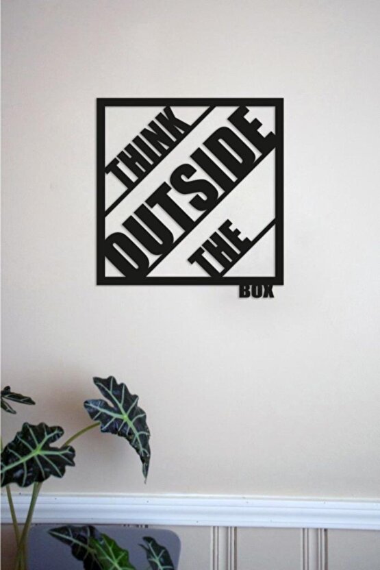 Think Outside The Box Yazılı Modern Ahşap Tablo Duvar Süs