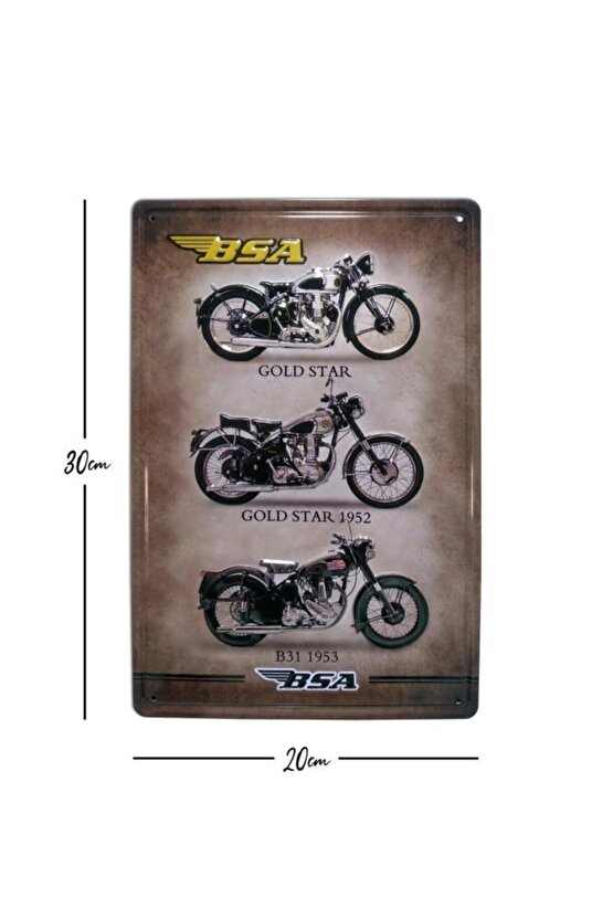 Bsa Üç Motor Temalı 20x30 Cm Metal Plaka Metal Tablo