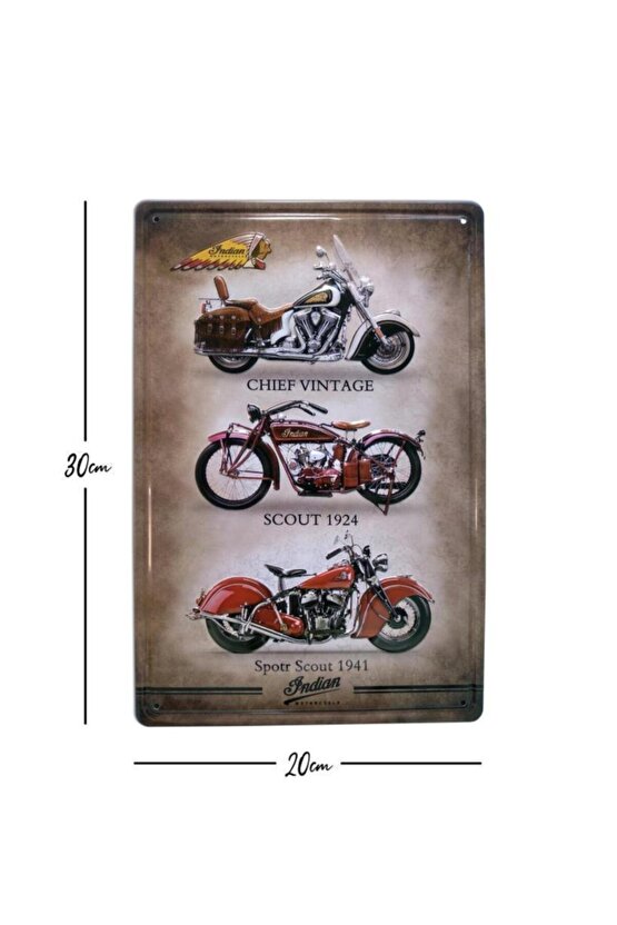 Indian Üç Motor Temalı 20x30 Cm Metal Plaka Metal Tablo