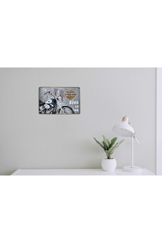 Ride To Live Motosiklet 20x30 Cm Metal Plaka Metal Tablo