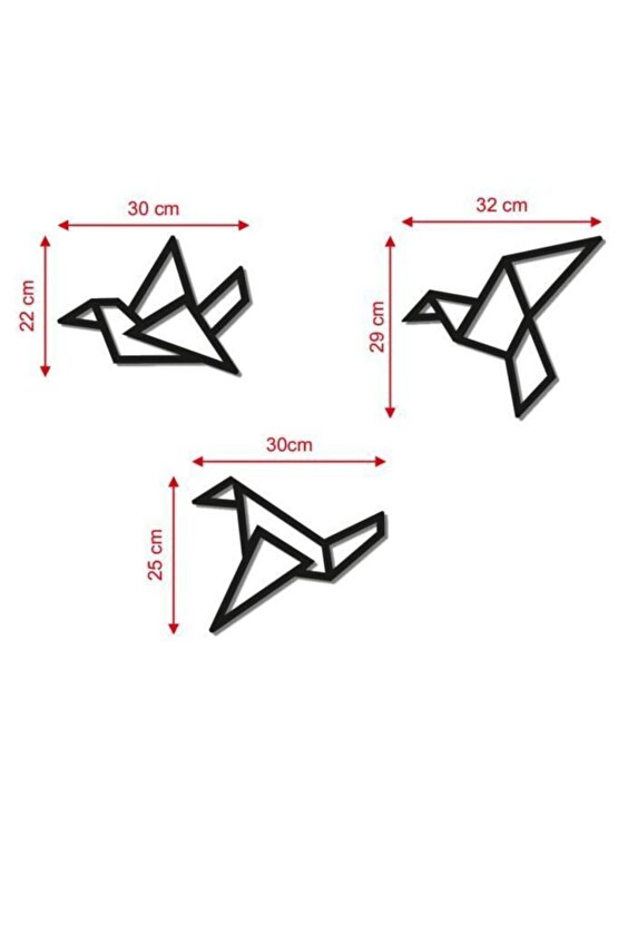 Ahşap Geometrik Kesim Modern Üçlü Kuş Duvar Tablosu Dekor