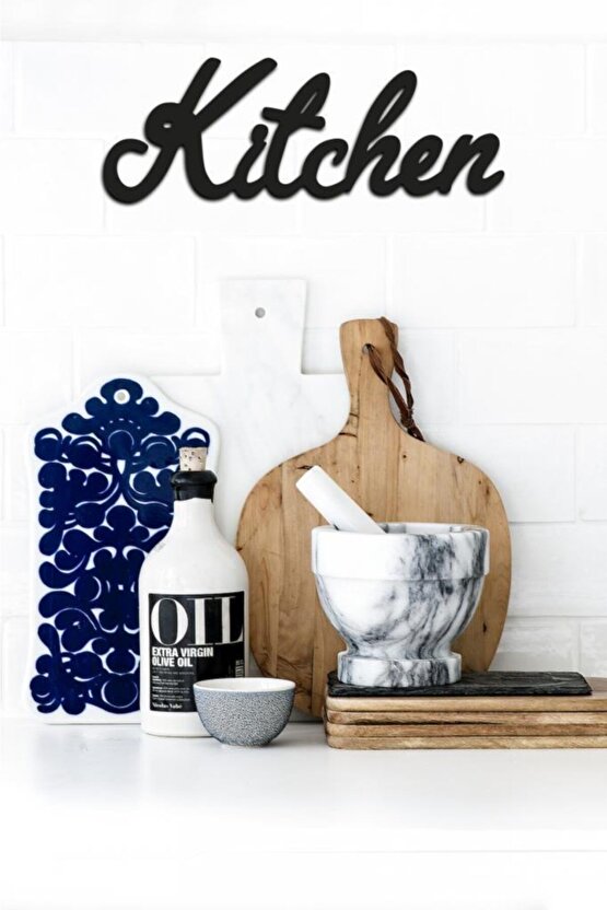 Dekoratif Kitchen Mutfak Yazılı Ahşap Duvar Tablo Dekor