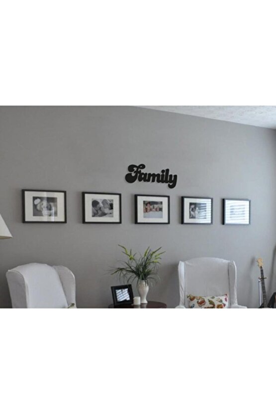 Dekoratif Family Aile Ahşap Duvar Tablo Duvar Dekor Yazı