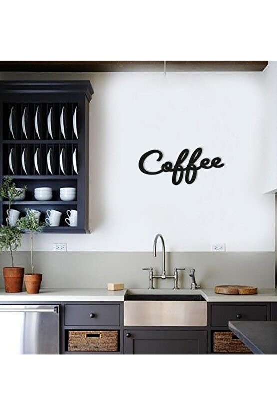 Dekoratif Coffee Kahve Yazısı Ahşap Duvar Dekoru Tablo