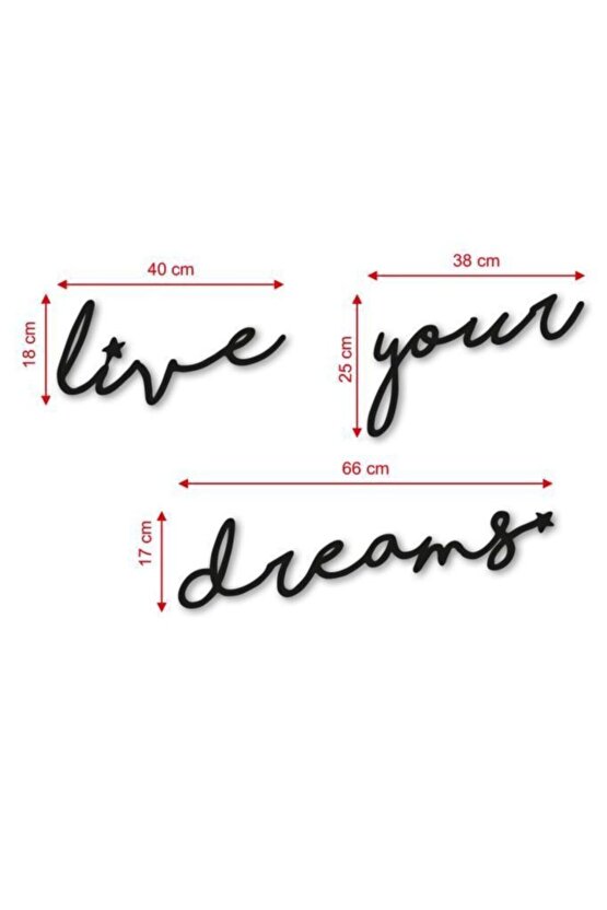 Dekoratif Live Your Dreams Ahşap Duvar Tablo Modern Yazı