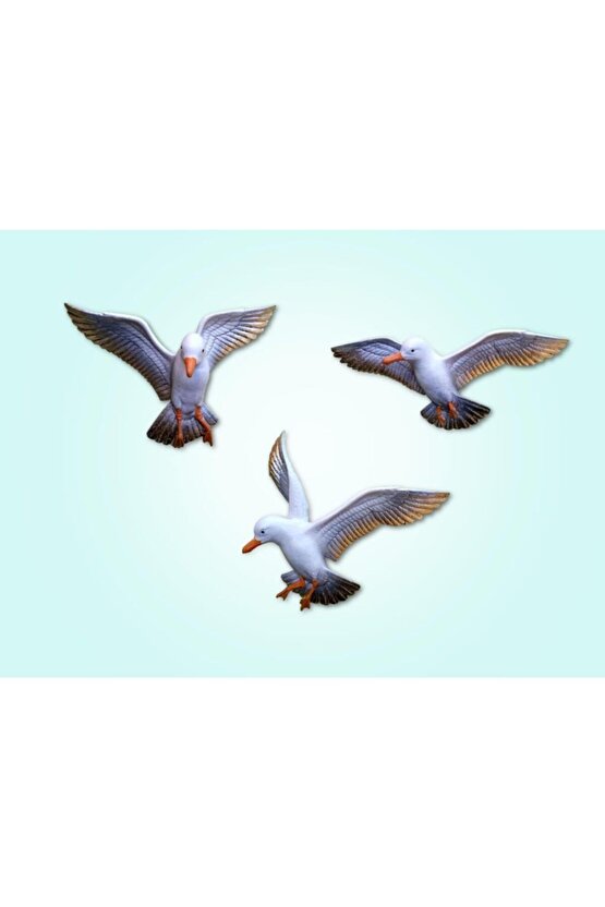Dekoratif Üçlü Güvercin Duvar Süsü Üçlü Kuş Duvar Dekoru