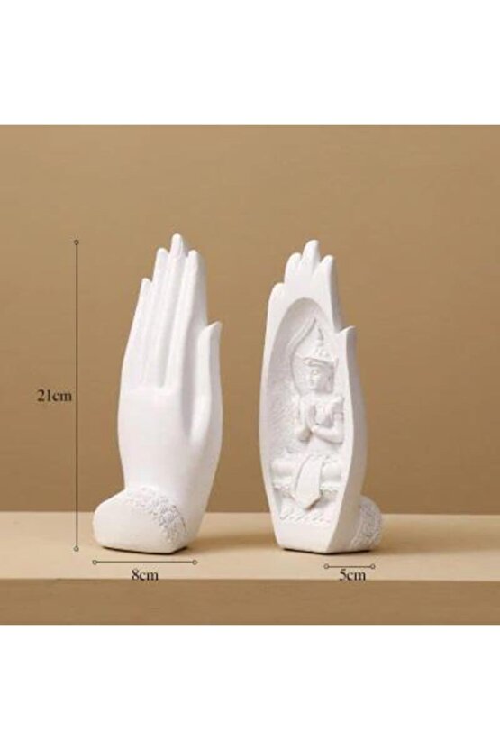 Dekoratif Ikili Modern El Içinde Buda Heykeli Biblo Set Yoga Tathagata