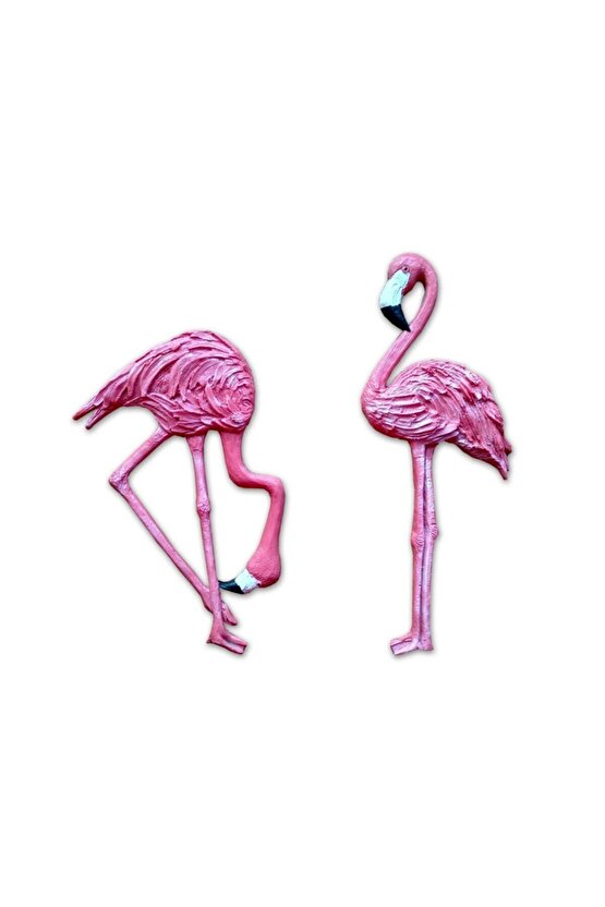 Pembe İkili Flamingo Duvar Süsü Ev Duvar Biblo Aksesuar
