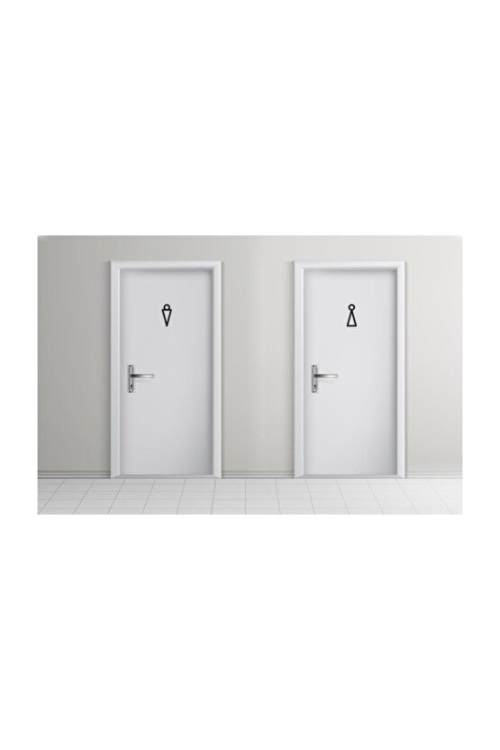Modern Ahşap Erkek Kadın  Wc Tuvalet Kapı Yönlendirme Işareti