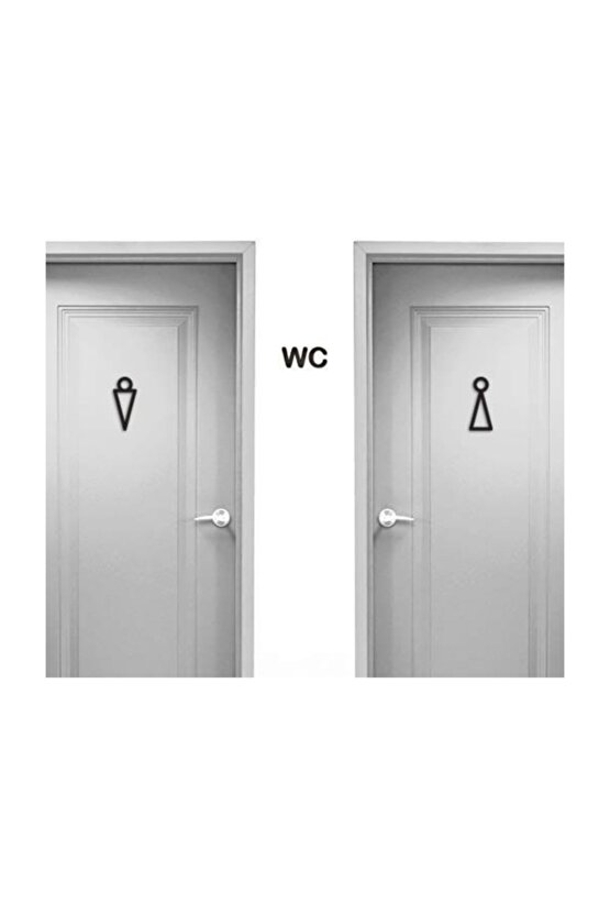 Modern Ahşap Erkek Kadın  Wc Tuvalet Kapı Yönlendirme Işareti