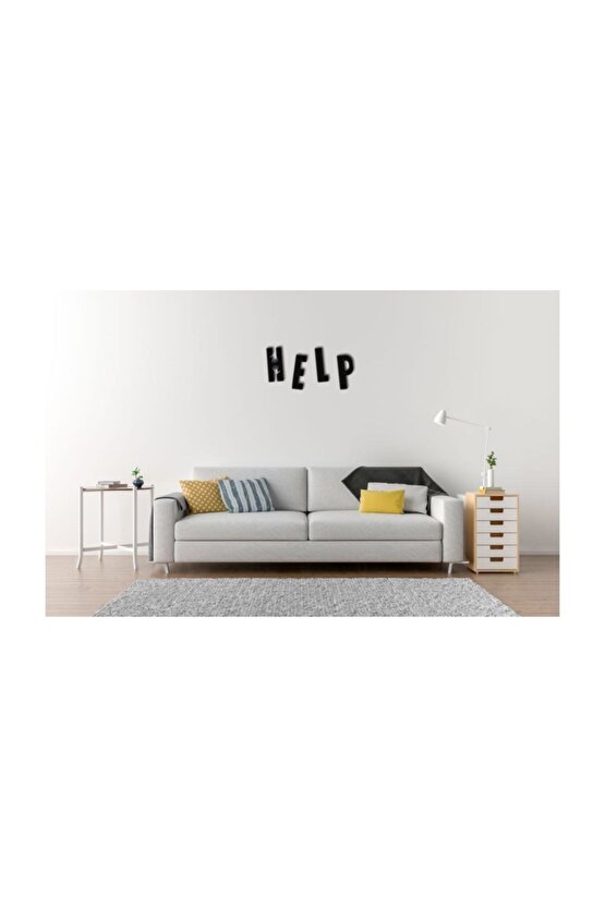 Dekoartif Help Yazılı Modern Ahşap Tablo Duvar Dekoru