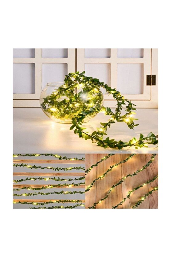 Yapay Yapraklı Yeşil Sarmaşık 3 Metre Peri Led Işık Süs