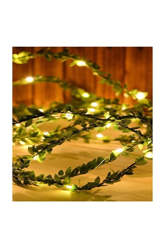 Yapay Yapraklı Yeşil Sarmaşık 3 Metre Peri Led Işık Süs
