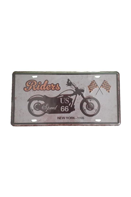 Retro Motosiklet Resimli Riders Kabartma Metal Plaka 15x30 cm