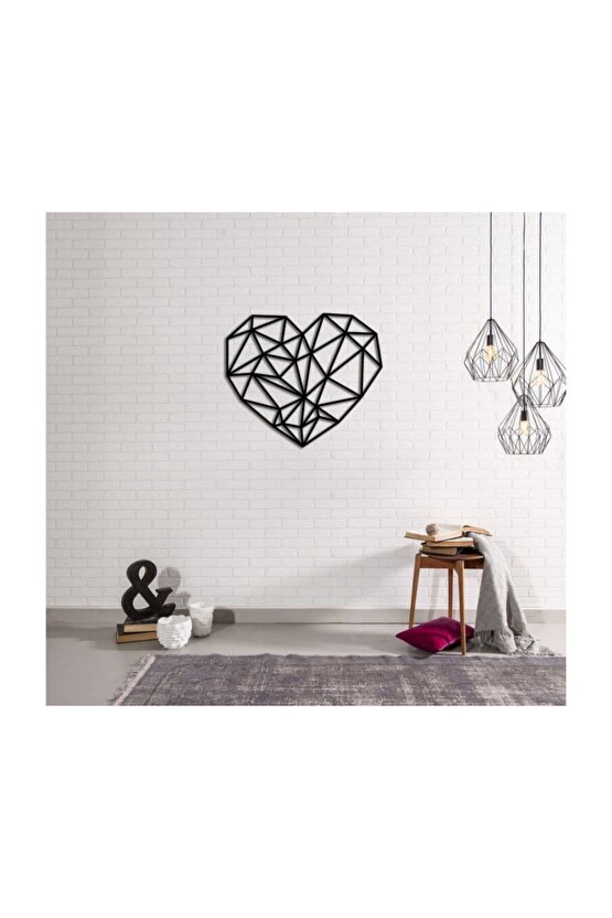 Dekoratif Geometrik Şekil Kalp Ahşap Duvar Modern Tablo