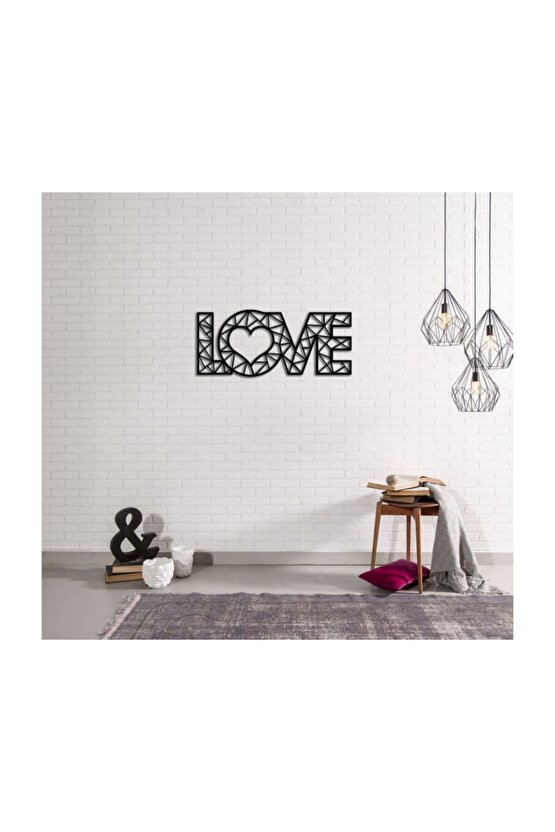 Dekoratif Modern Siyah Büyük Ahşap Love Yazısı Tablo Aşk